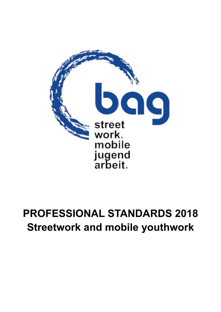 Cover Professional Standards 2018 Streetwork and mobile youthwork