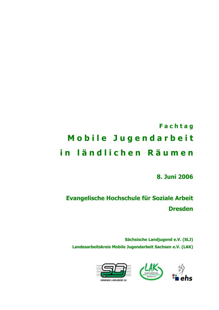 Cover Dokumentation des Fachtages „MJA im ländlichen Raum 2006“, 08. Juni 2006